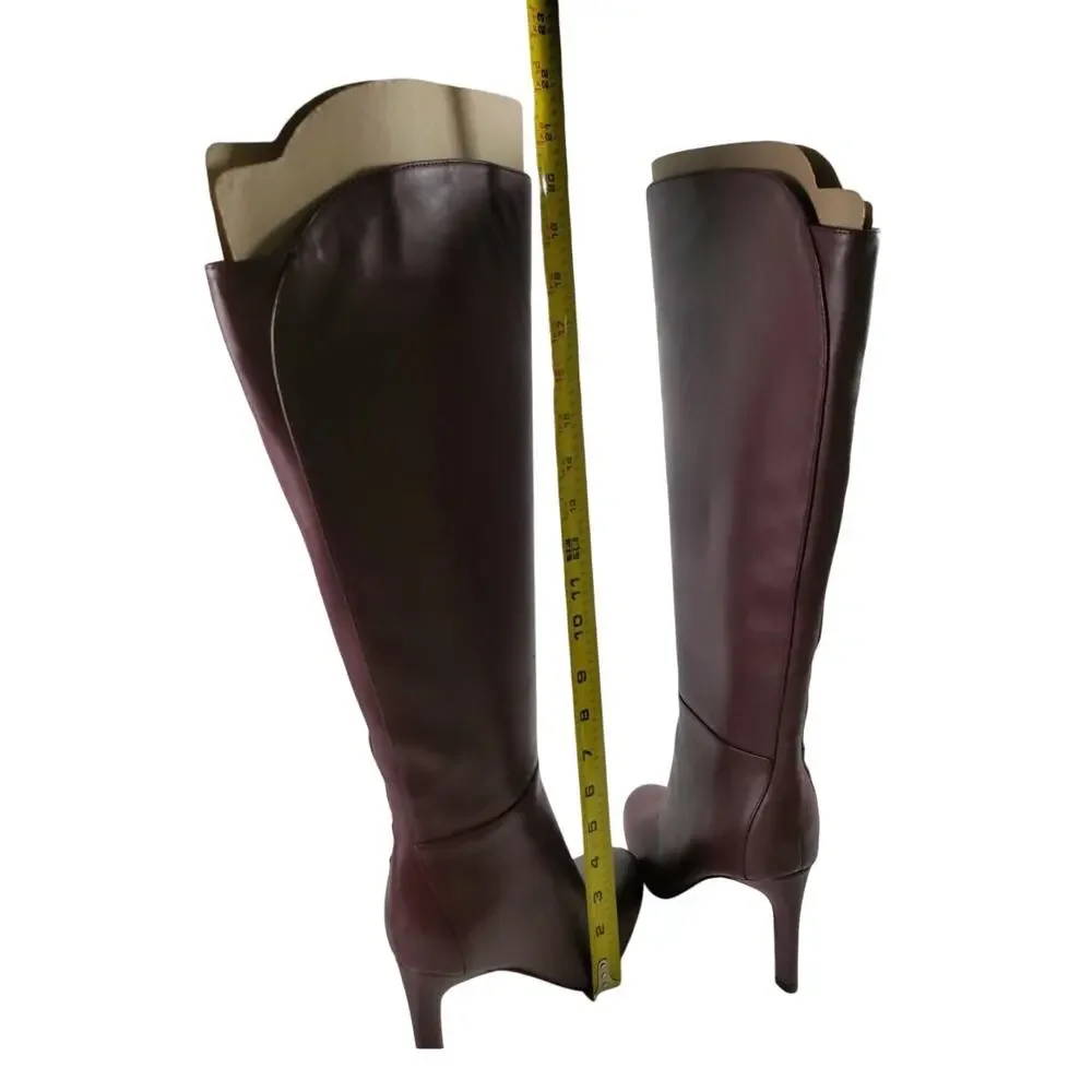 Nine West Sancha Burgundy Glove-Tanned Leather Boots 8 NIB
